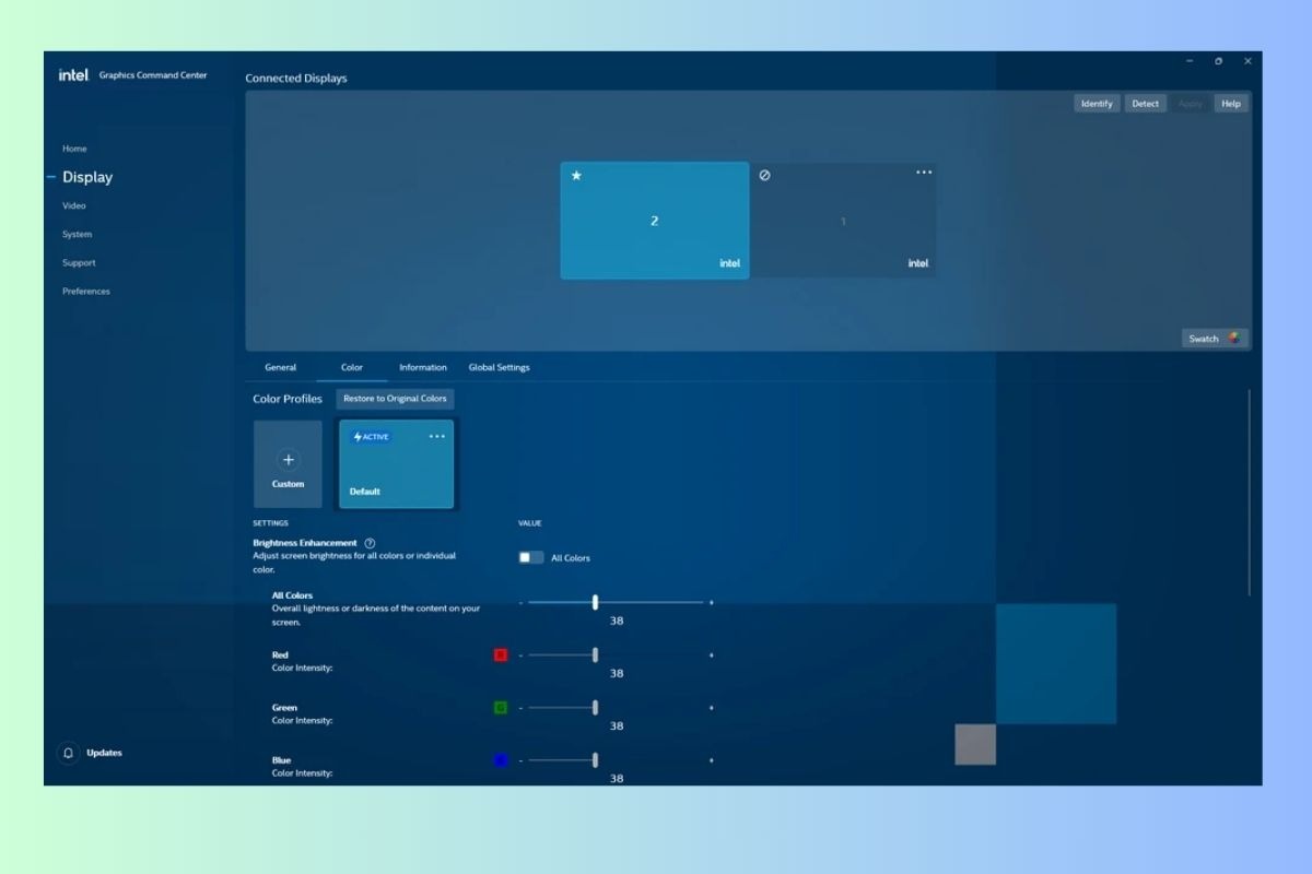 Chỉnh màu bằng ứng dụng Intel Graphics Command Center 