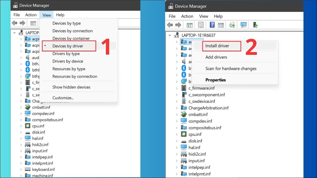 Gỡ bỏ driver bị lỗi bằng Device Manager