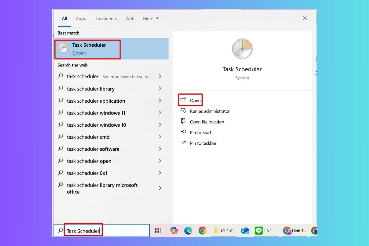 Nhập Task Scheduler vào thanh tìm kiếm