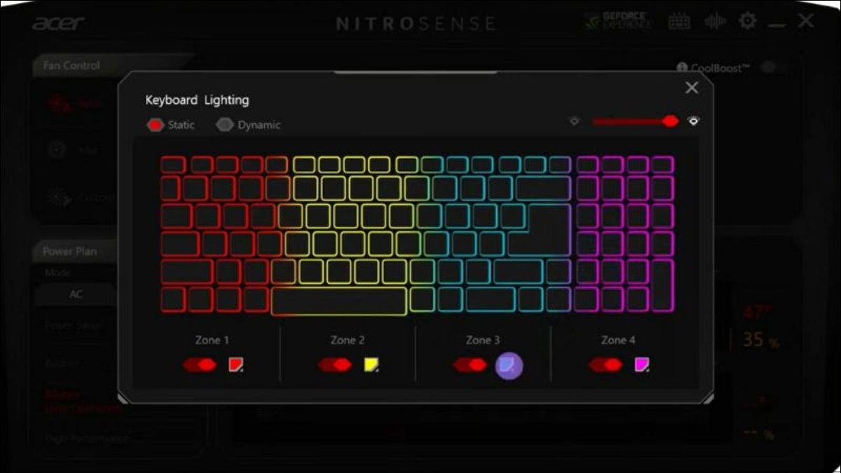 Điều chỉnh bàn phím bằng phần mềm NITRO SENSE