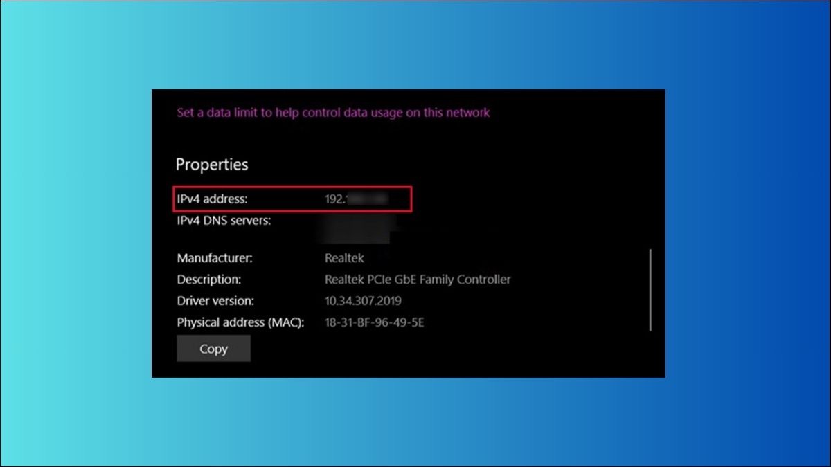 Xem IP của bạn tại dòng IPv4 Address