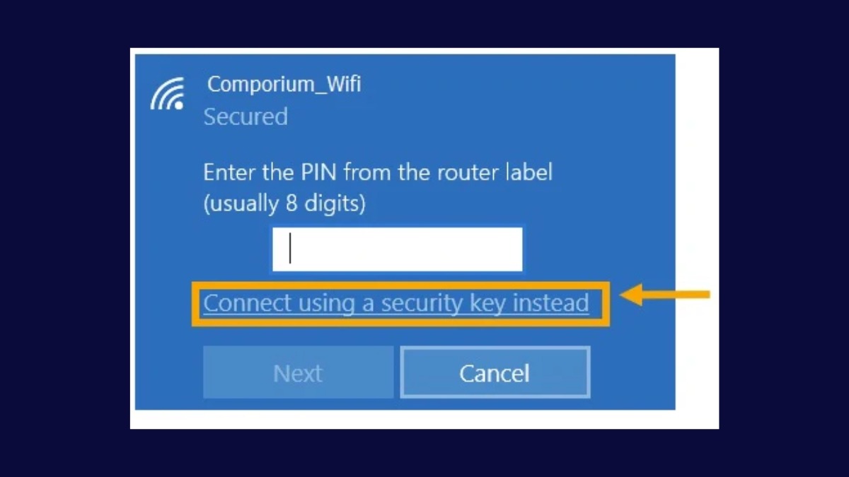 Nhập mật khẩu bằng Connect using a security key instead