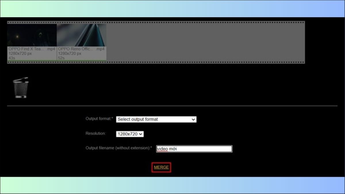 Nhấn Merge để trang web thực hiện quá trình ghép video