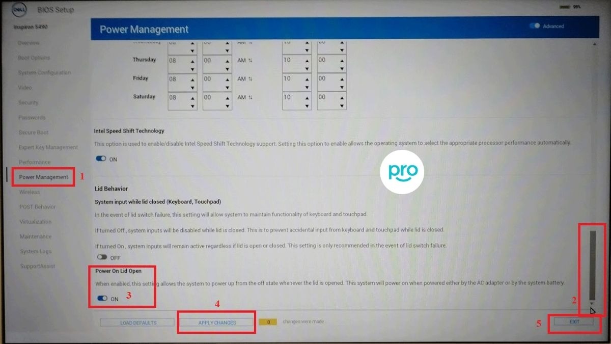 Các bước tắt tính năng tự động bật nguồn trên laptop Dell