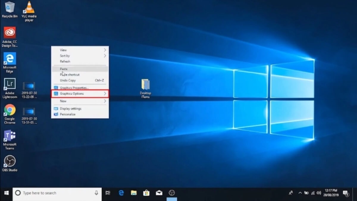 Click chuột phải vào màn hình Desktop