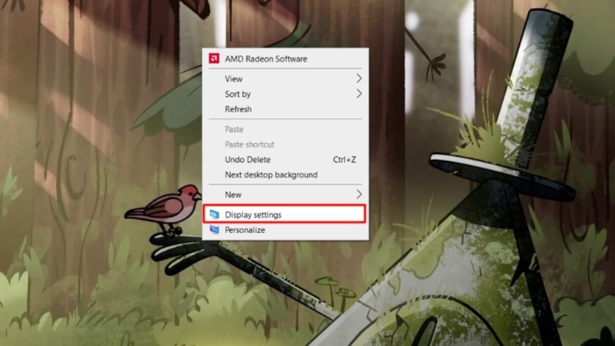 Chọn vào mục Display Settings