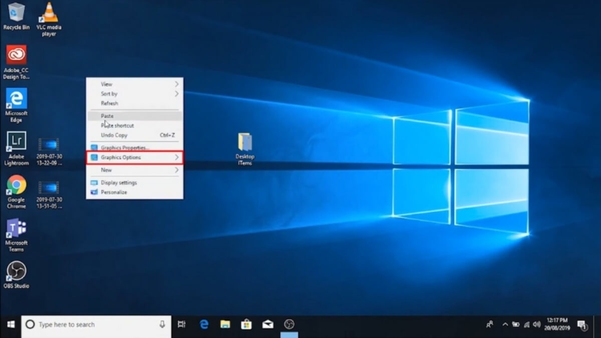 Click chuột phải vào màn hình Desktop