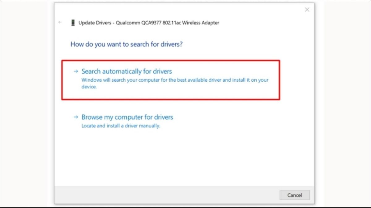 Chọn Search automatically for drivers