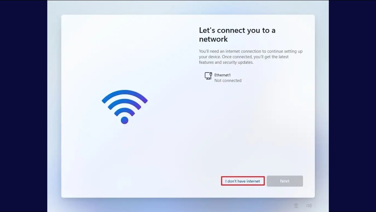 Chọn I don't have internet
