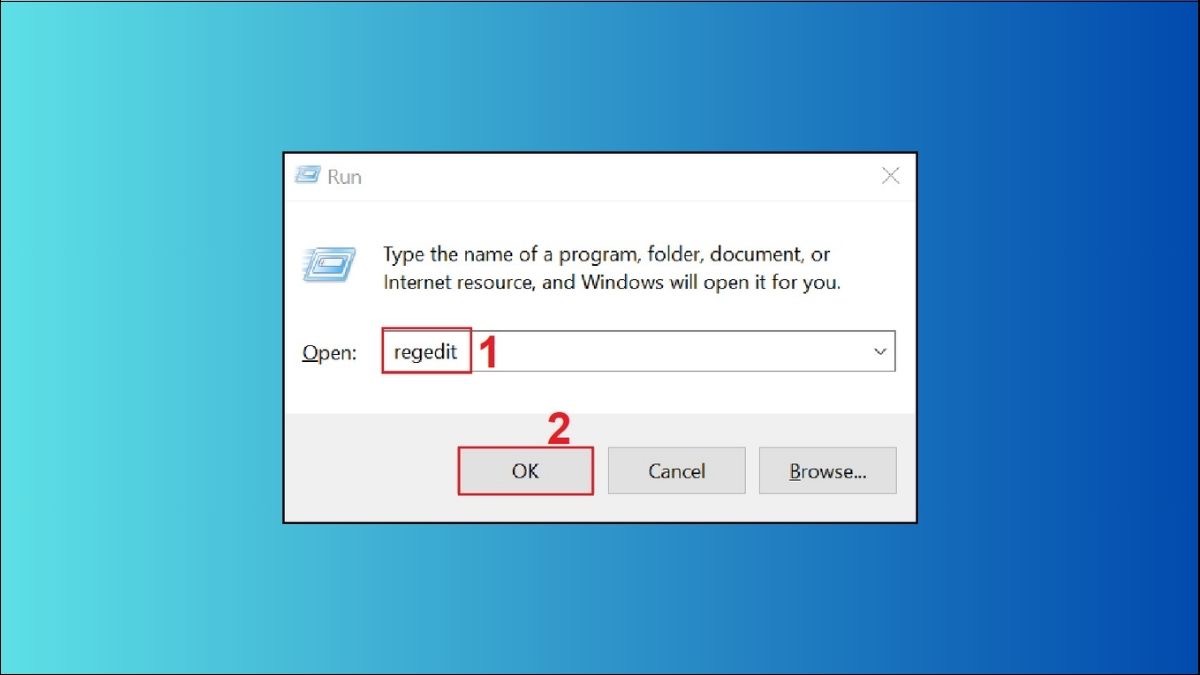Nhập regedit