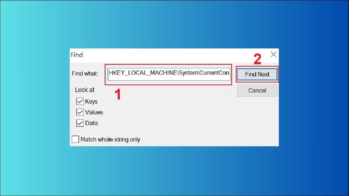 Tìm kiếm registry theo đường dẫn