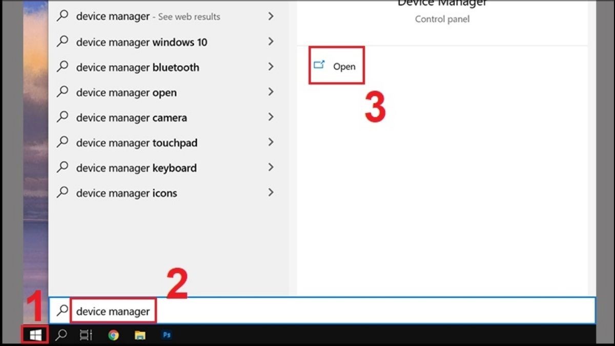 Mở Device Manager