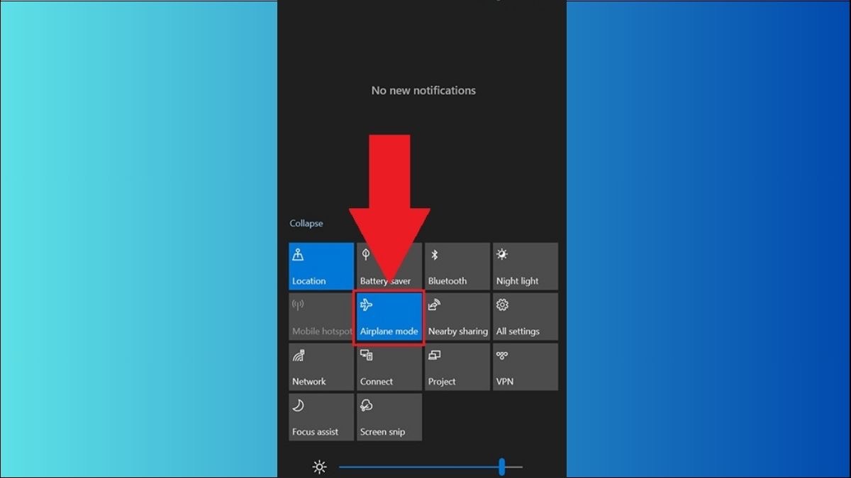 Tắt chế độ máy bay trong phần Notifications