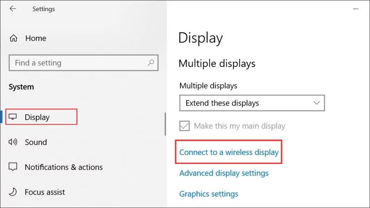 Chọn Connect to a wirelessly display