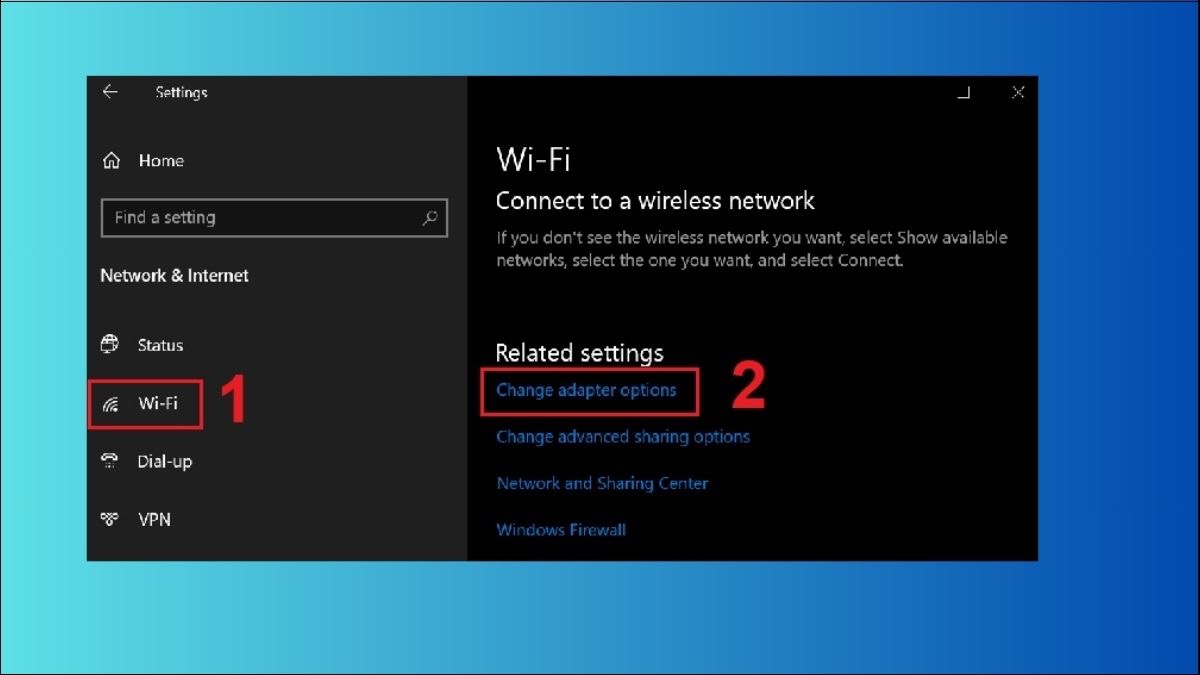 Chọn mở Change adapter options