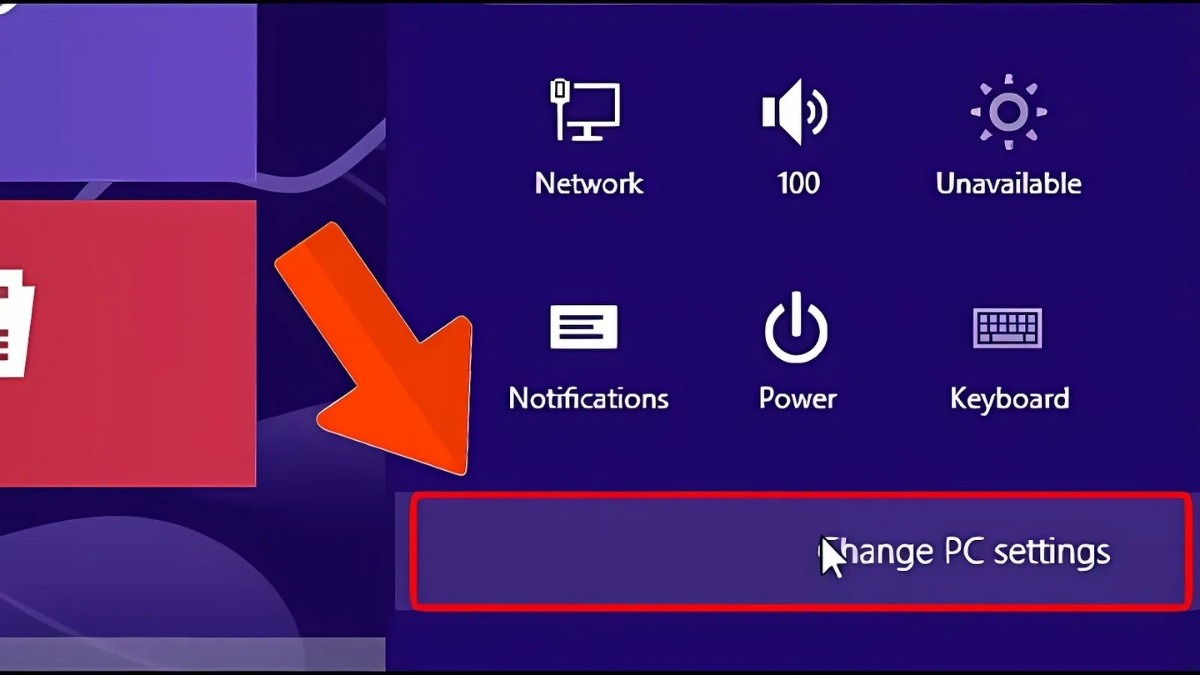 Chọn Change PC settings