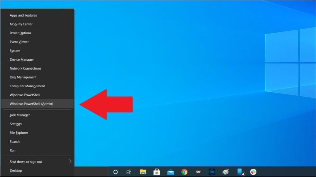 Chọn Windows PowerShell (Admin)