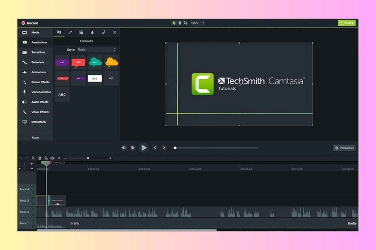 Camtasia Studio có giao diện trực quan và dễ sử dụng, phù hợp với người mới bắt đầu