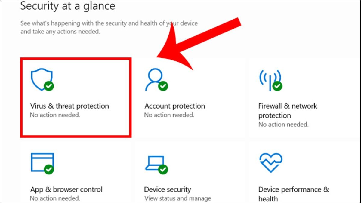 Truy cập vào mục Virus and threat protection
