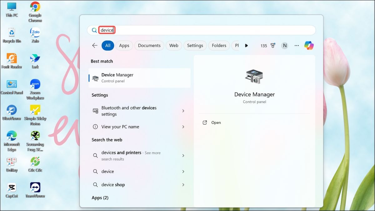 Chọn Device Manager và nhấn Enter