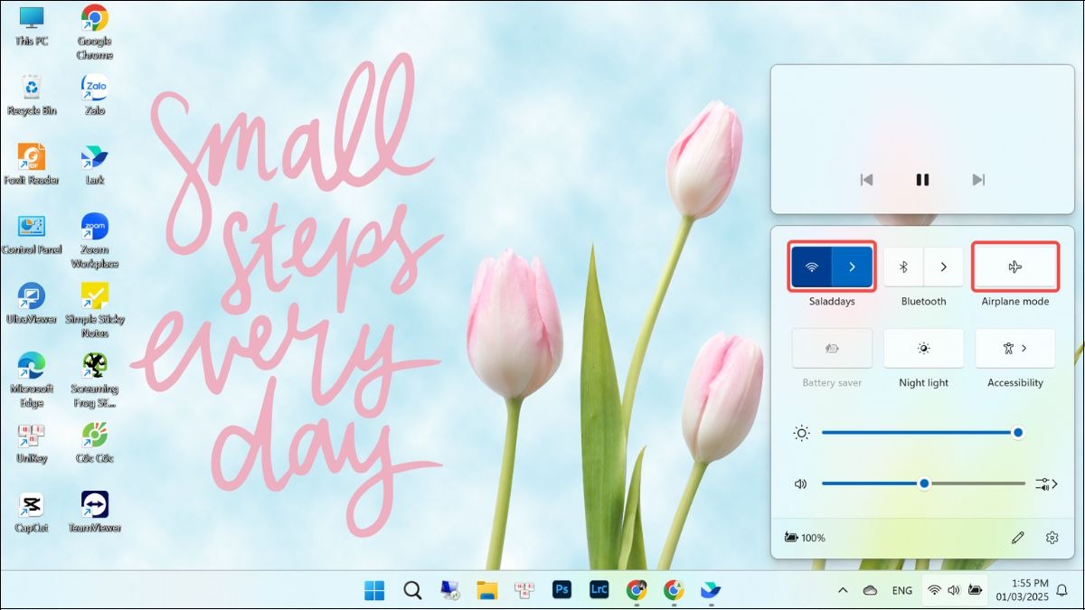 Kiểm tra Wifi đã bật chưa và có bật chế độ máy bay không
