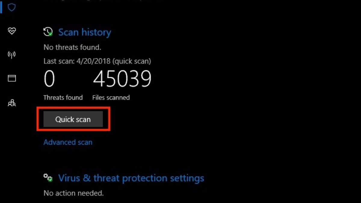Chọn Quick scan để bắt đầu quét