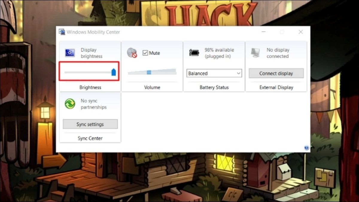 Điều chỉnh thanh Display brightness