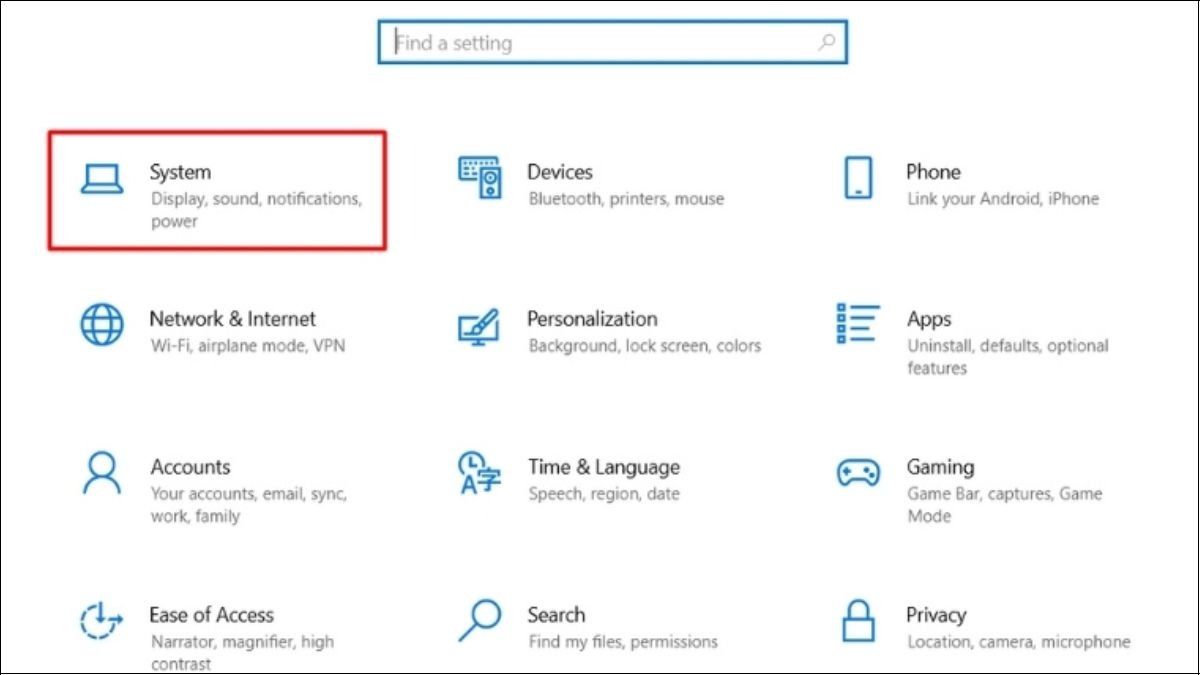 Vào Settings > Chọn System