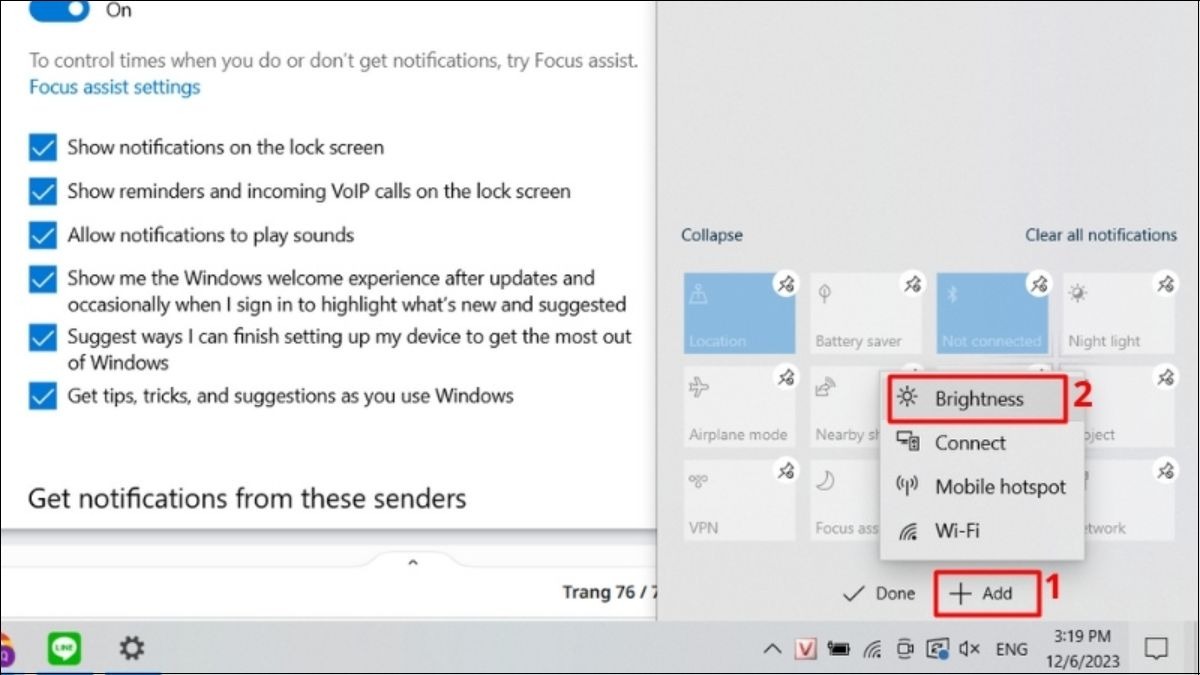 Chọn Add > Brightness