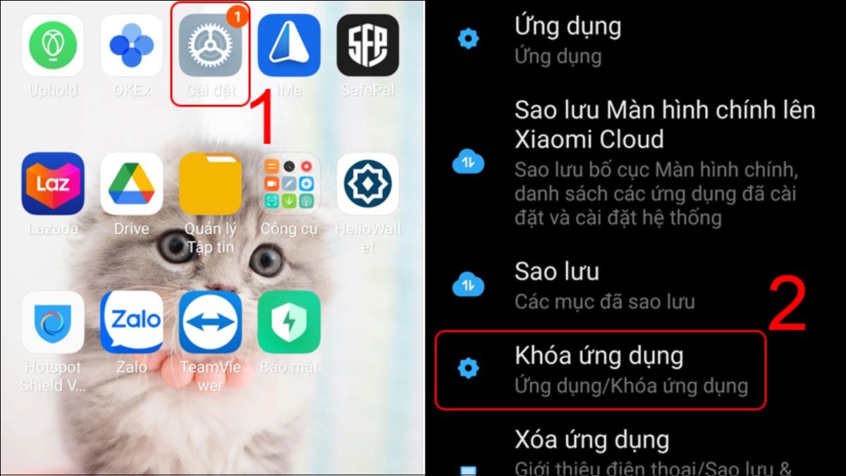 Mở Cài đặt > Khóa ứng dụng