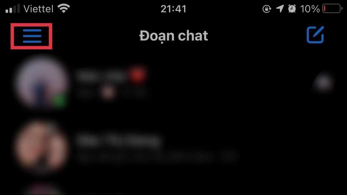 Chọn biểu tượng ba dấu gạch ngang nằm ở góc trên cùng bên trái màn hình