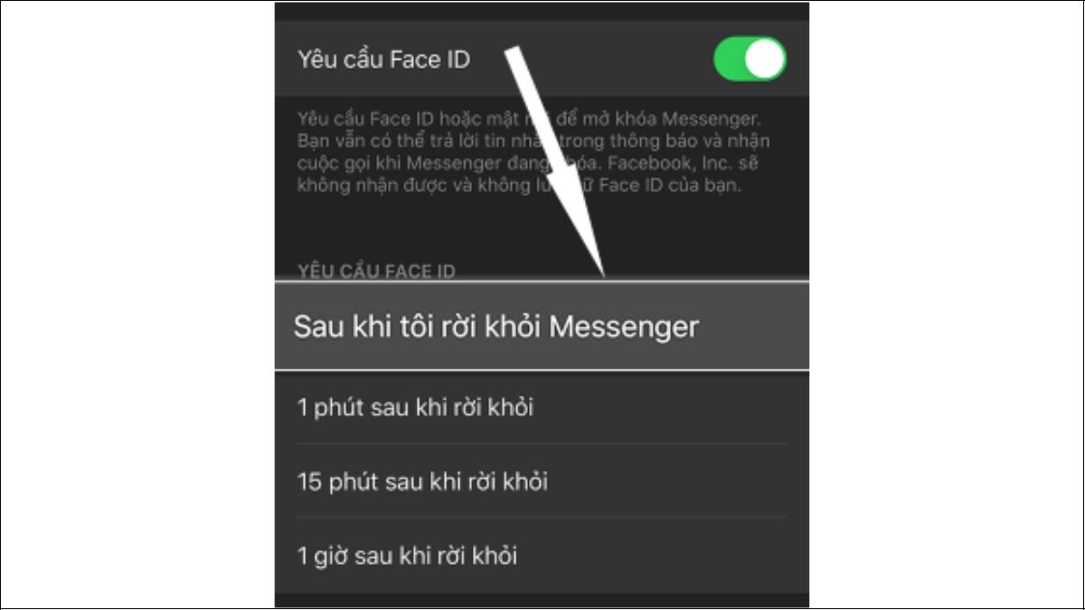 Chọn thời gian tự động khóa ứng dụng Messenger