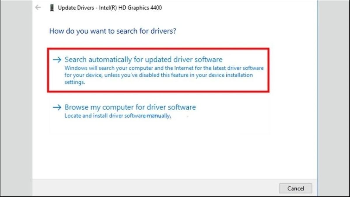 Chọn Search automatically for drivers
