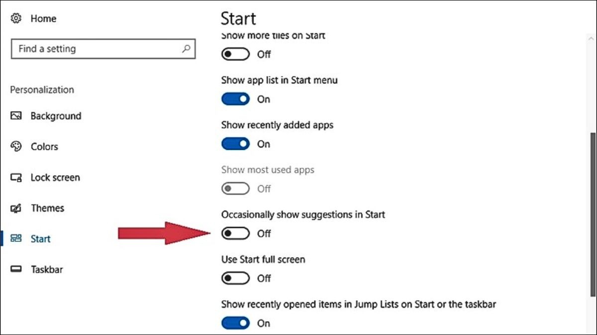 Tắt quảng cáo trên Start Menu