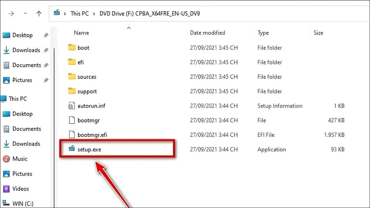 Nhấn đúp chuột vào setup.exe