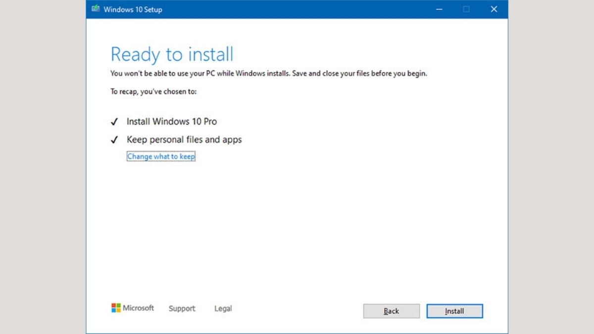 Nhấn Install để bắt đầu nâng cấp ngay