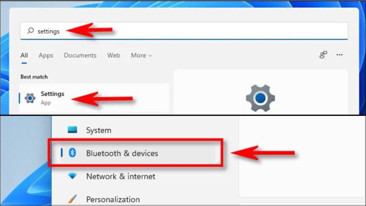 Mở Settings bằng cách nhấn tổ hợp phím Windows + I sau đó chọn mục Bluetooth & devices