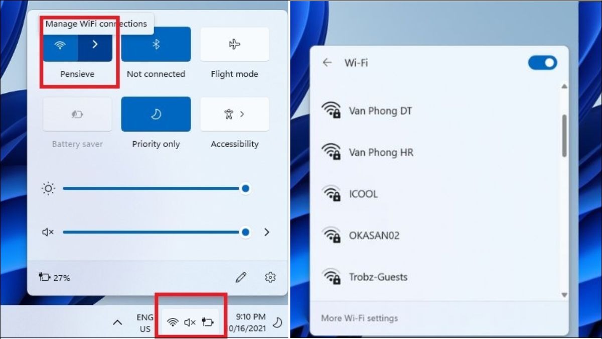 Khi mở danh sách mạng wifi khả dụng mà không thấy tên mạng wifi, laptop của bạn đang không thể dò tìm thấy mạng