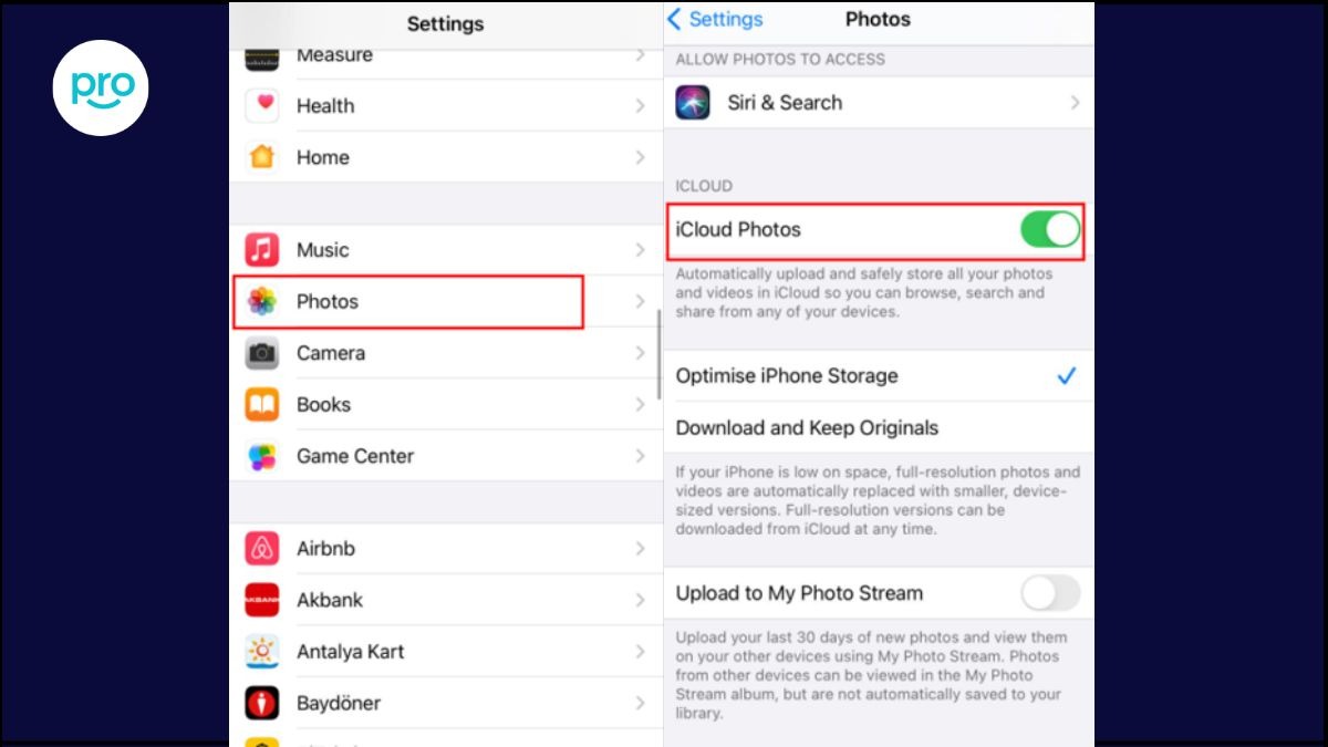 Cách bật đồng bộ hóa ảnh trên iPhone