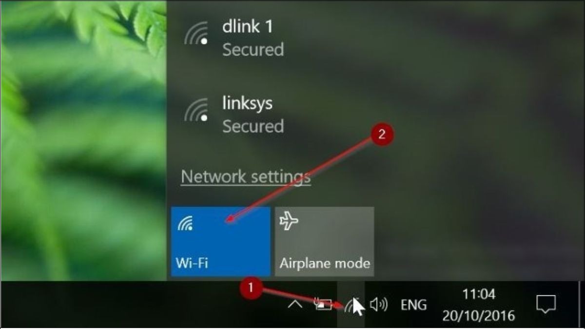 Biểu tượng wifi biến mất có thể do wifi chưa được bật