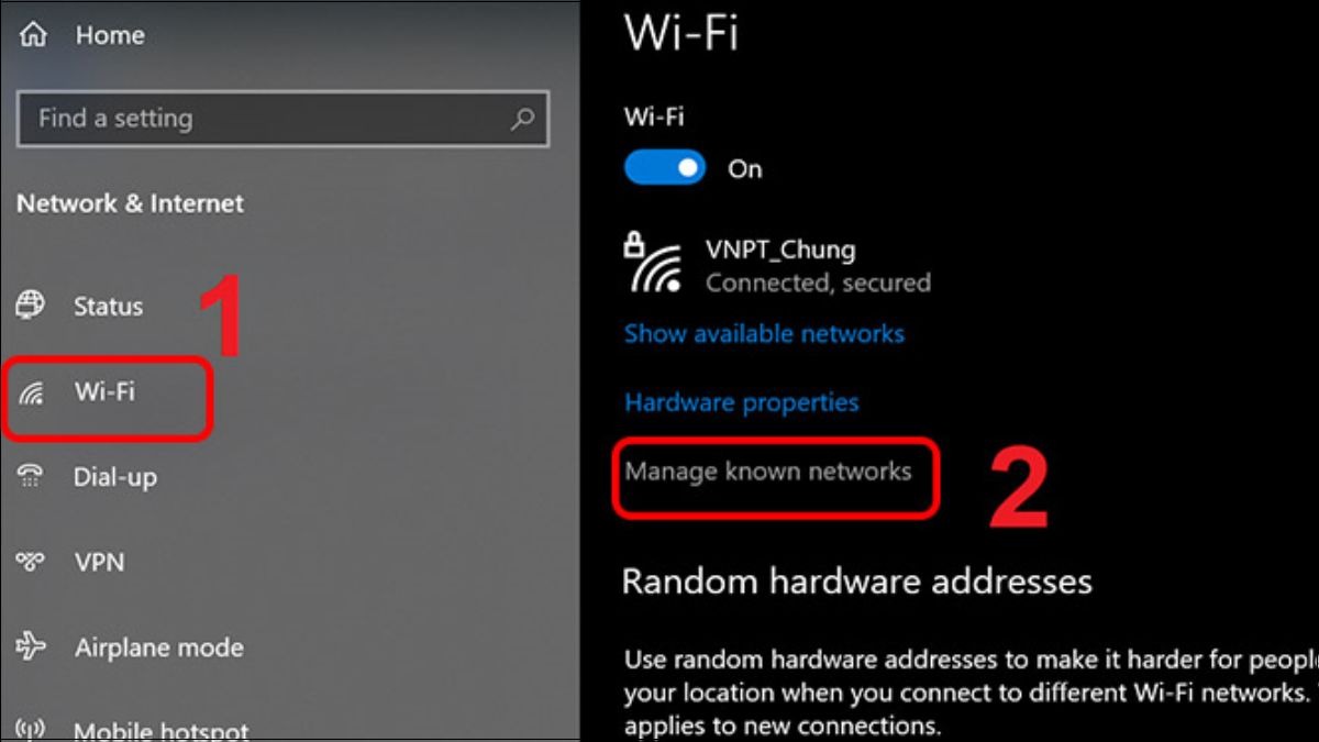 Quên mạng wifi cũ và kết nối lại wifi