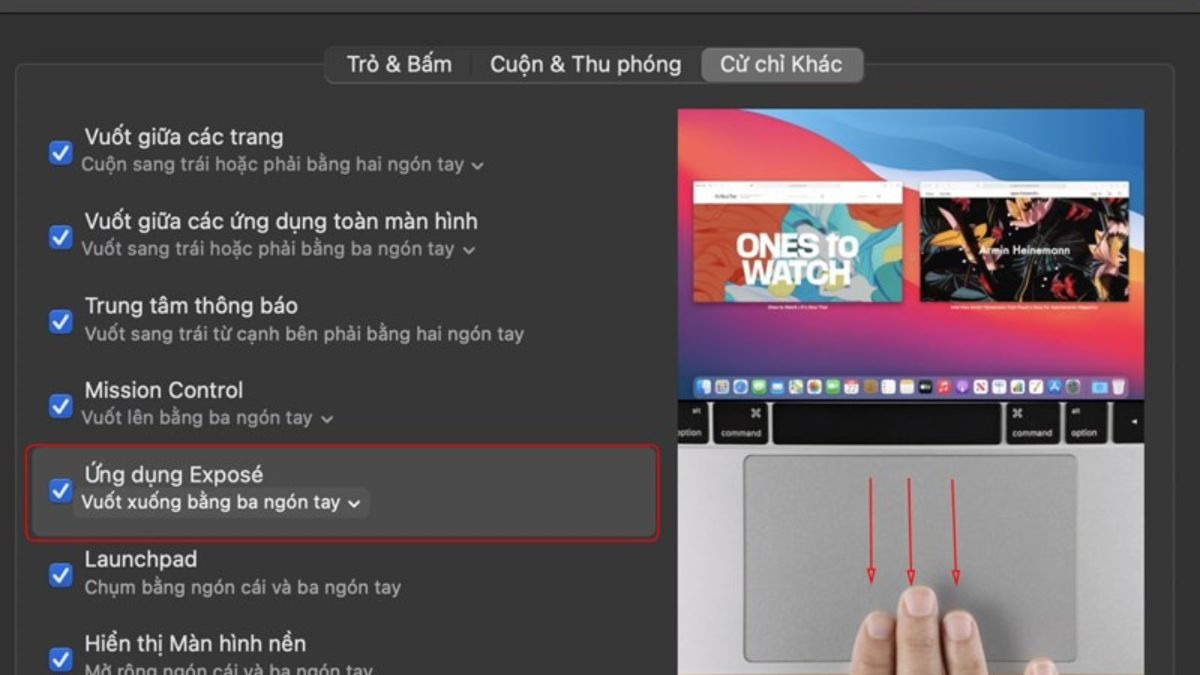 Cử chỉ đa chạm là một điểm mạnh của touchpad trên macOS