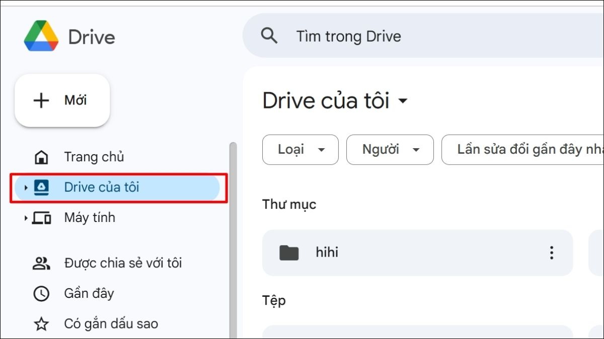 Truy cập Google Drive và tải tệp lên