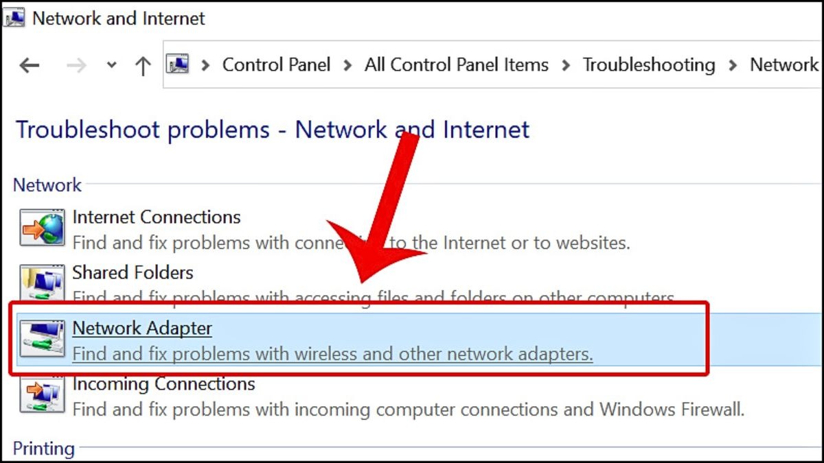 Nhấn chọn Network Adapter