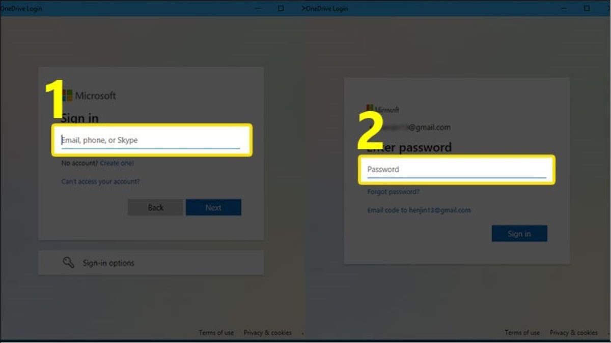 Đăng nhập OneDrive