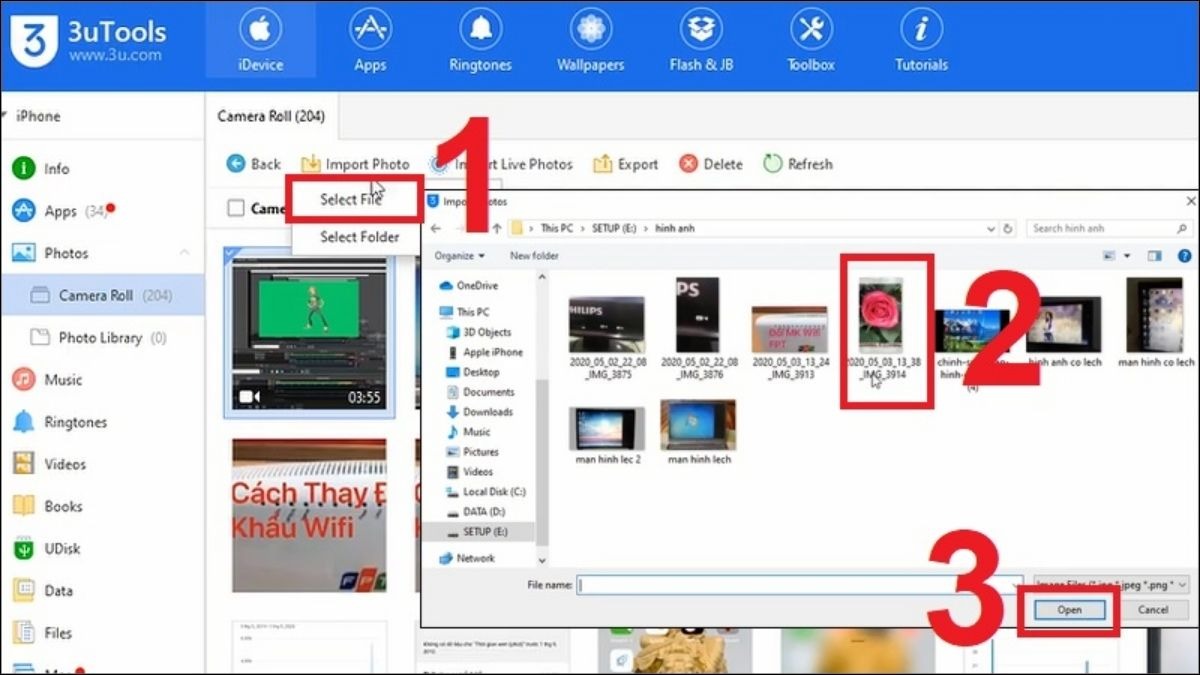 Tiếp đến, bạn chọn Select File (Chọn tệp) để chuyển một số ảnh nhất định, cần thiết.