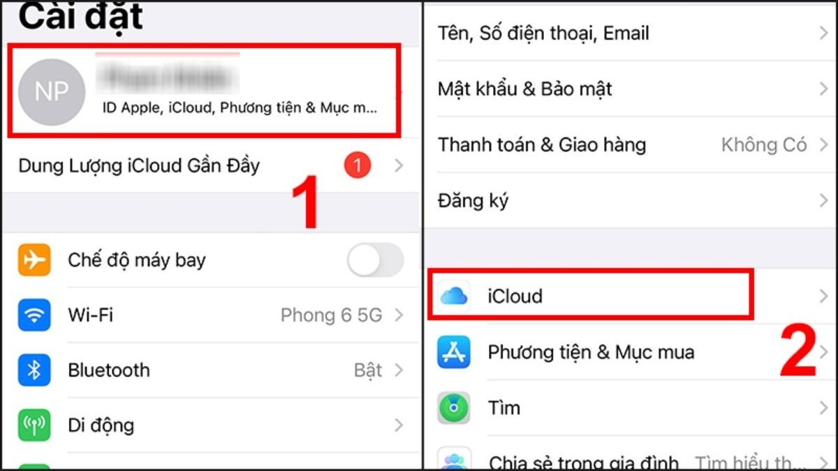 Chọn Ảnh (Photos) và bật Ảnh iCloud (iCloud Photos) để chia sẻ ảnh lên iCloud.