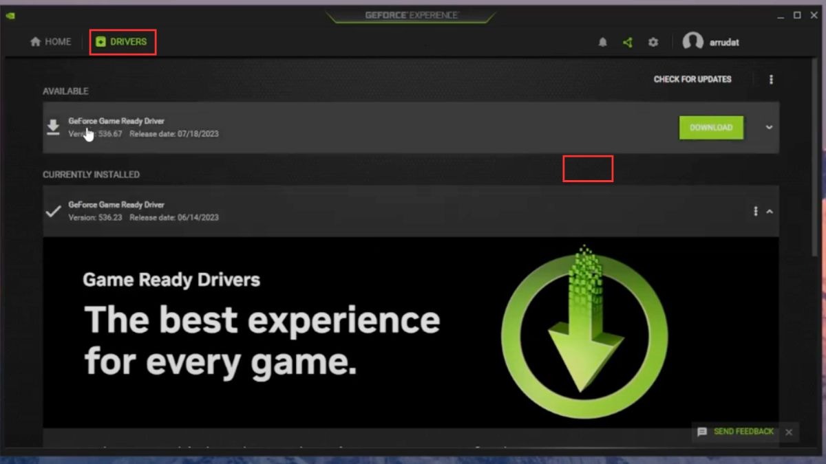 Mở tab Drivers (Trình điều khiển). Tại đây, bạn sẽ thấy thông tin về driver hiện tại và driver mới nhất (nếu có), nhấn nút Download (Tải xuống) để tải driver mới nhất. Sau đó, bạn cần làm theo hướng dẫn để cài đặt driver.