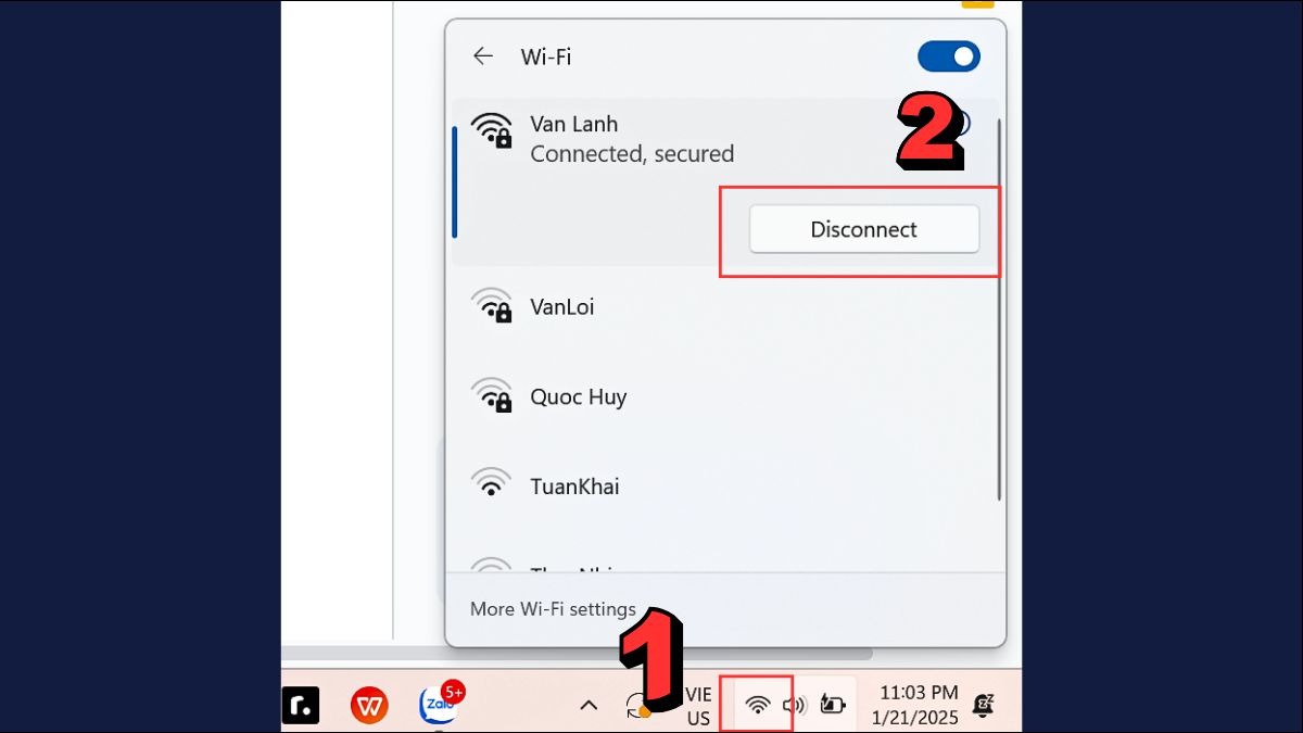 Ngắt kết nối WiFi và kết nối lại