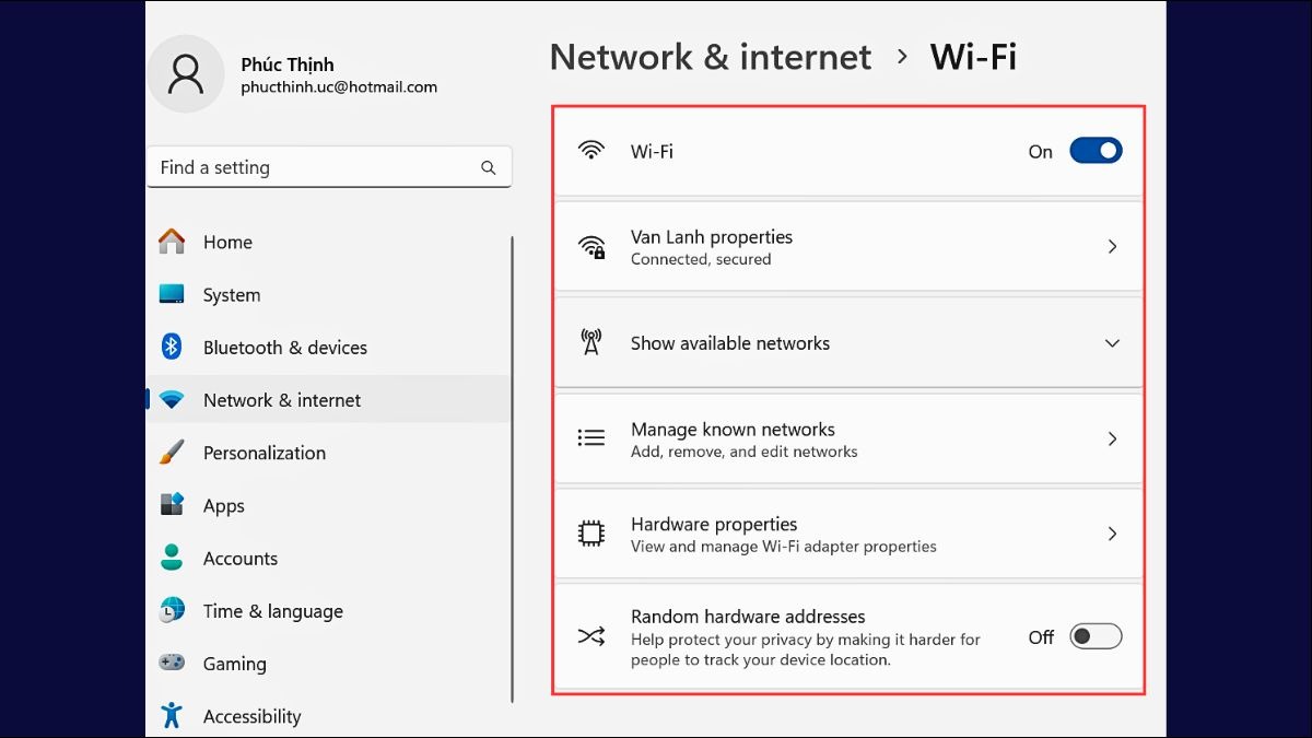 Vào Manage Wi-Fi settings